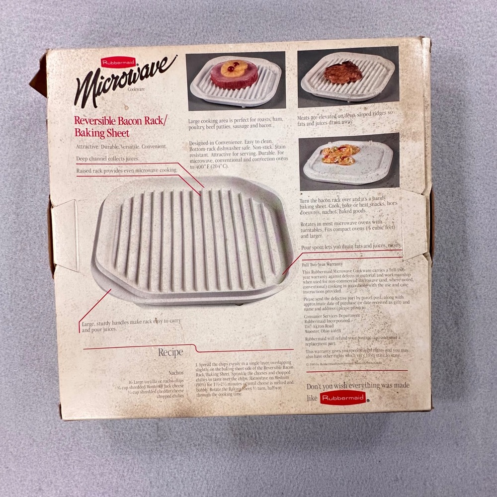 Vintage Rubbermaid Microwave Reversible Bacon Rack Baking Sheet Cream 5519 USA